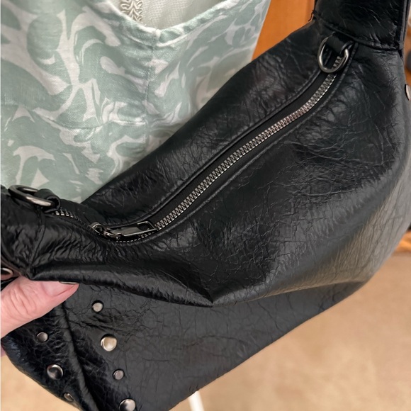 Black Studded Leather Shoulder Bag - Picture 8 of 13